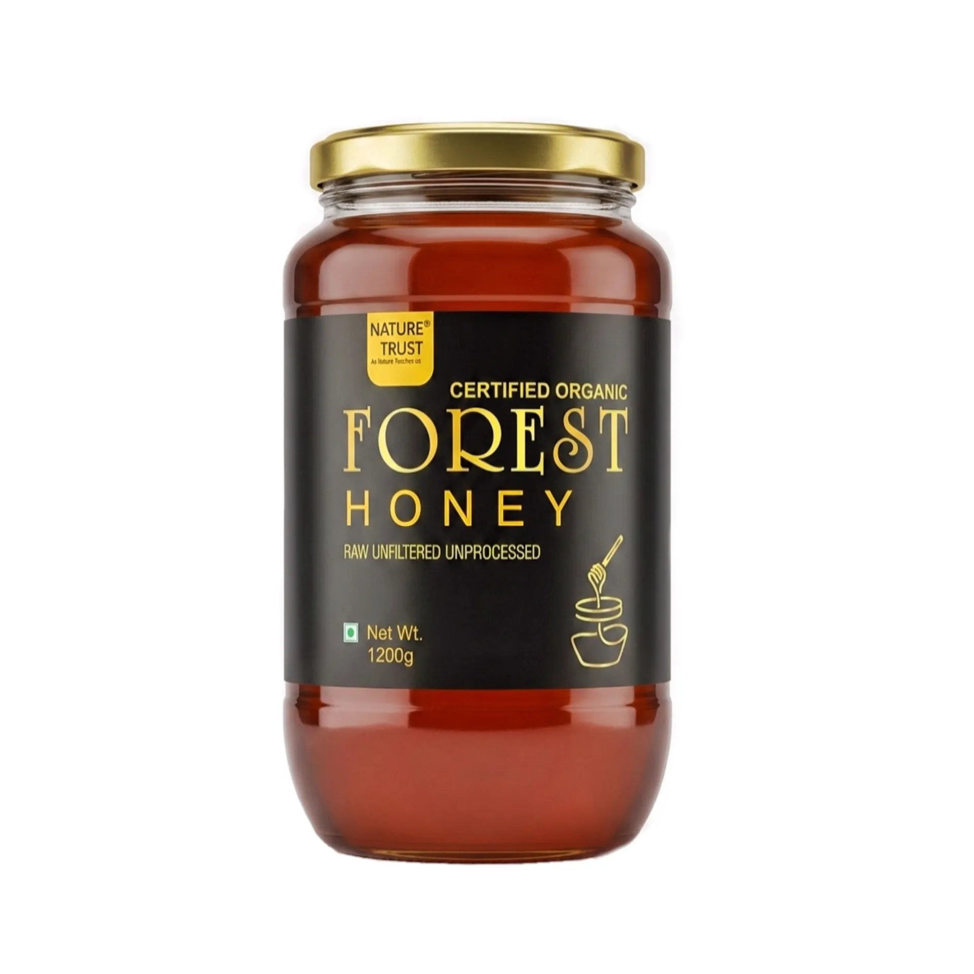 Nature Trust Raw Forest Honey,1200 Gram, Wild, Unprocessed, Unheated, Non Pasteurized, Original Honey 100% Pure and Natural (1.2 Kg)