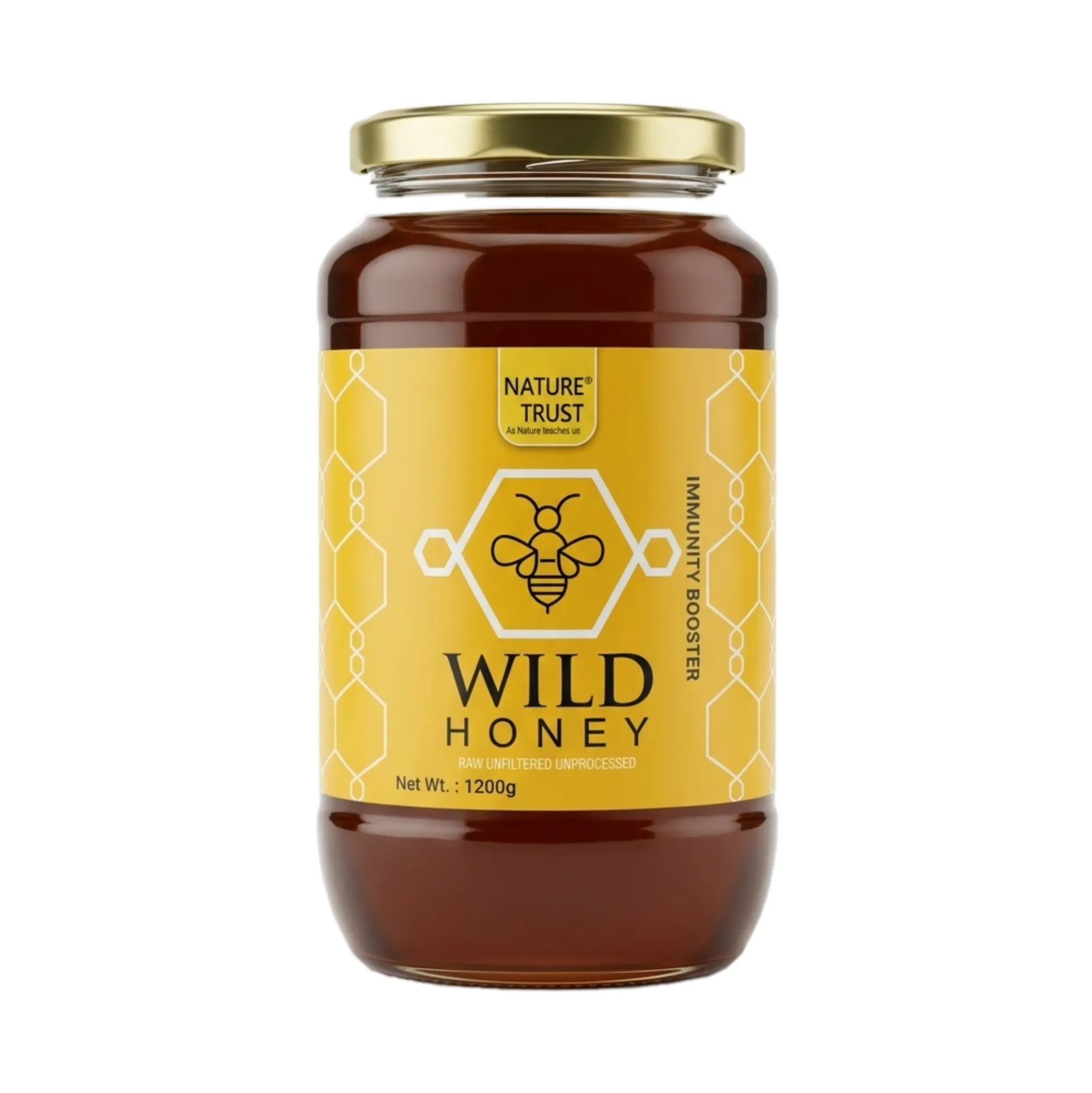 Nature Trust Honey Wild Unprocessed Honey 1200g Pure Raw Honey 100% Natural no preservatives No Artificial Color no Added Sugar 1.2 Kg (1200g)