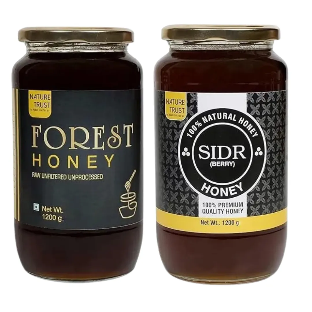 Nature Trust SIDR-Forest Honey 1200g pack of 2 Pure & Premium Himalayan & Wild/Jungle Honey(1.2 kg pack of 2)
