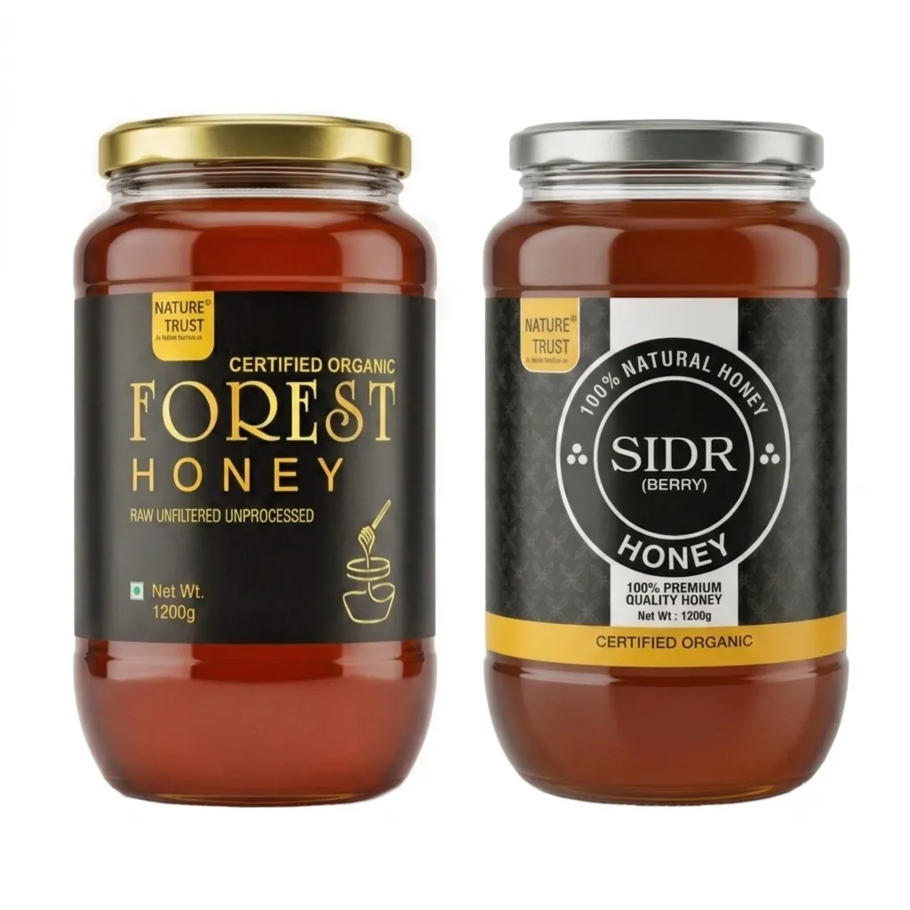 Nature Trust SIDR-Forest Honey 1200g pack of 2 Pure & Premium Himalayan & Wild/Jungle Honey(1.2 kg pack of 2)
